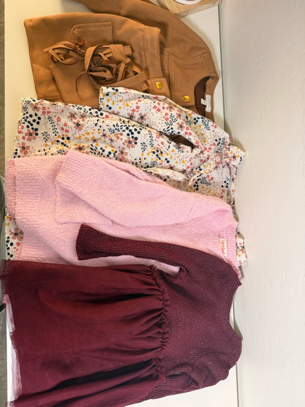 Toddler Girls Dress Bundle - Pink, Maroon, Floral, Camel